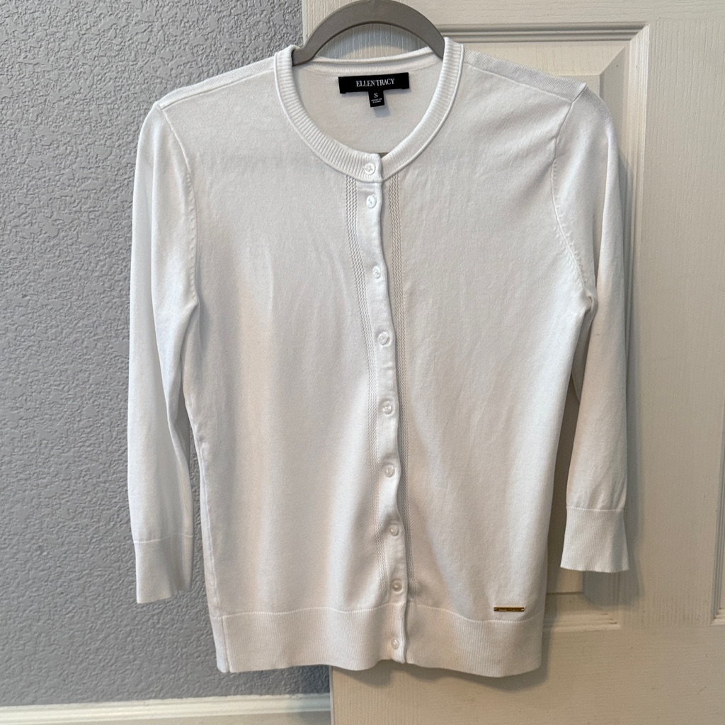 Ellen Tracy Classic White Cardigan